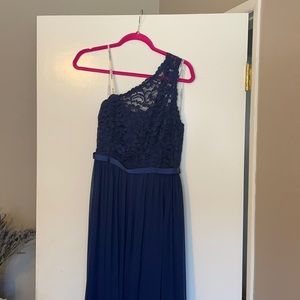 David’s Bridal Navy Blue Lace Bridesmaids Dress